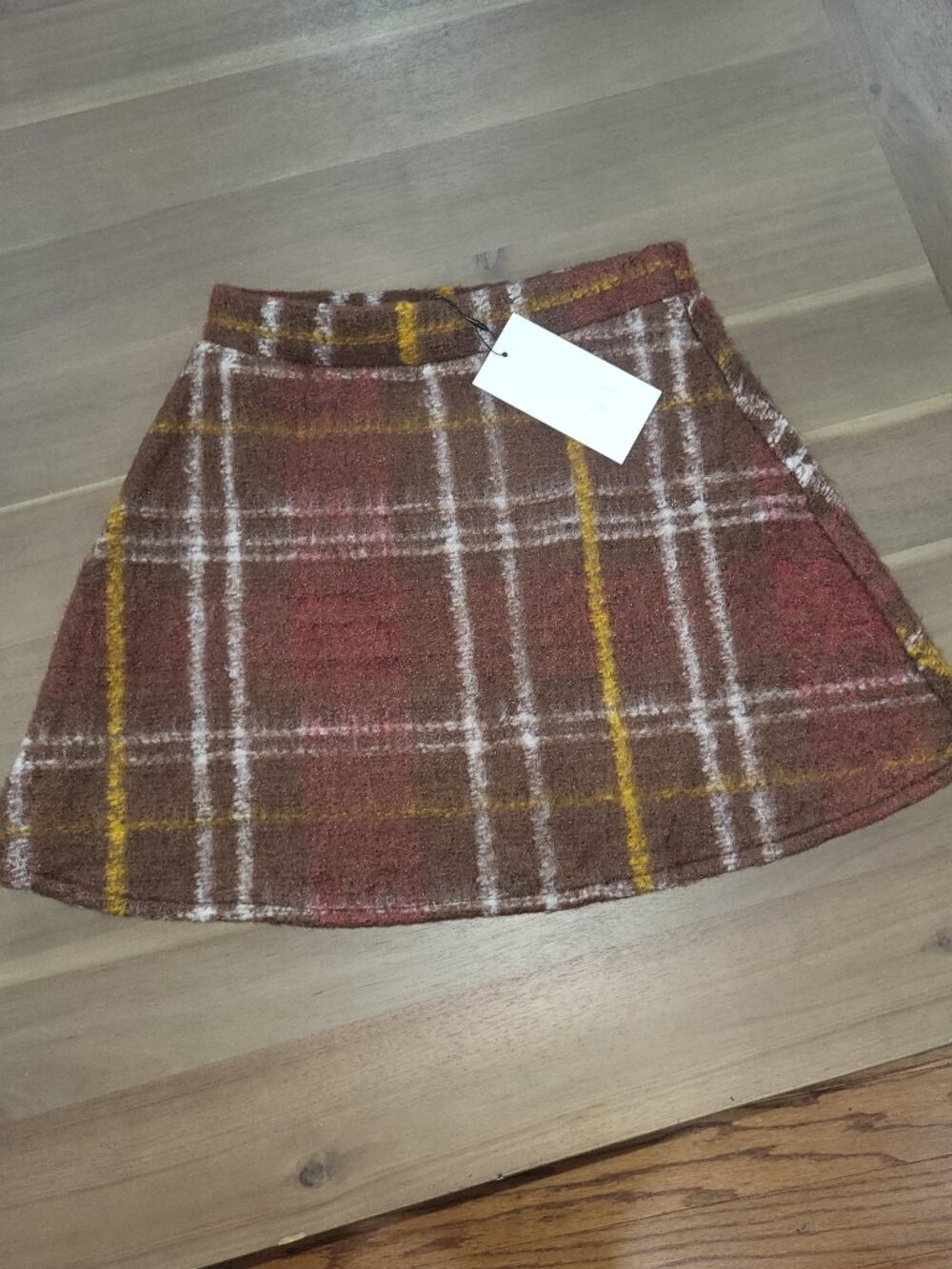 Zara NWT Plaid Mini Skirt M Academia Autumn Fall Preppy Pull on size Medium